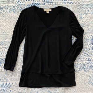 Michael Kors Black V-Neck Long Sleeve Top